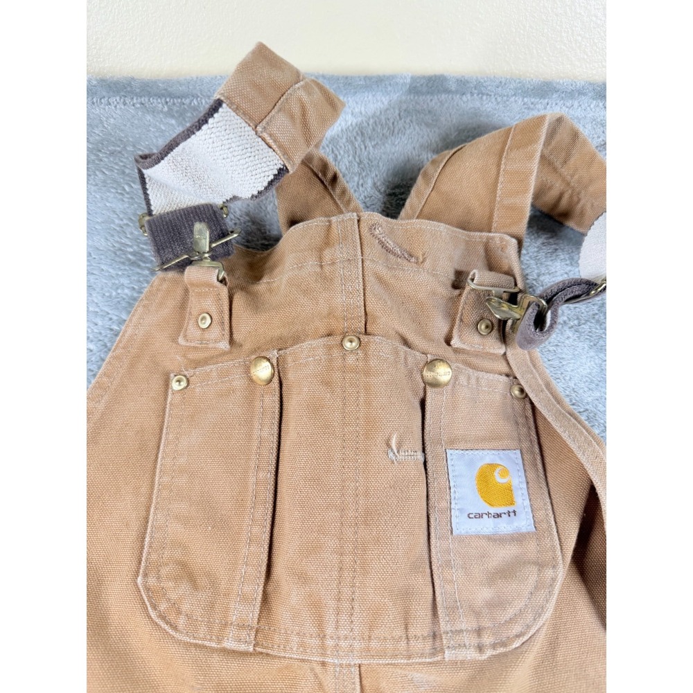 Carhartt R01 Bib Overalls Mens 32x30 Brown Duck Double Knee Workwear - Picture 7 of 12